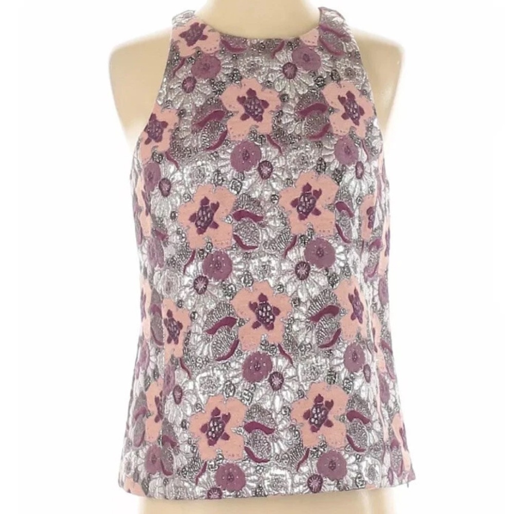 J. Crew NWT❗️J. Crew Collection Pink and Purple Floral Brocade Blouse - Picture 8 of 8